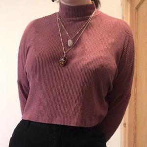 pink mock neck
